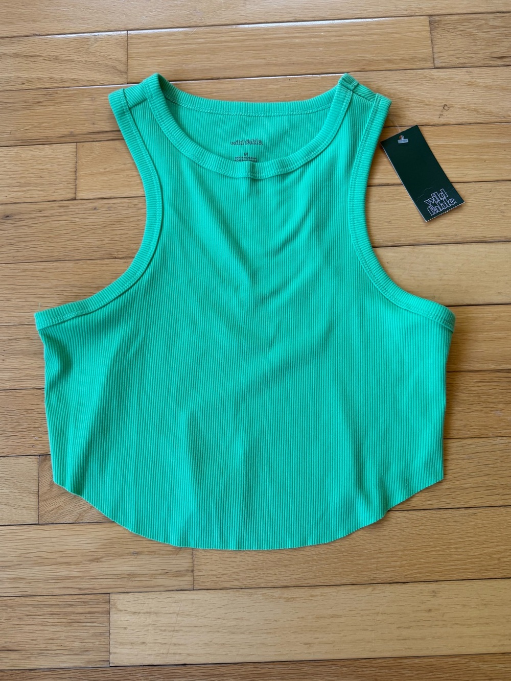 NWT wild fable green ribbed cropped racerback tank top - M